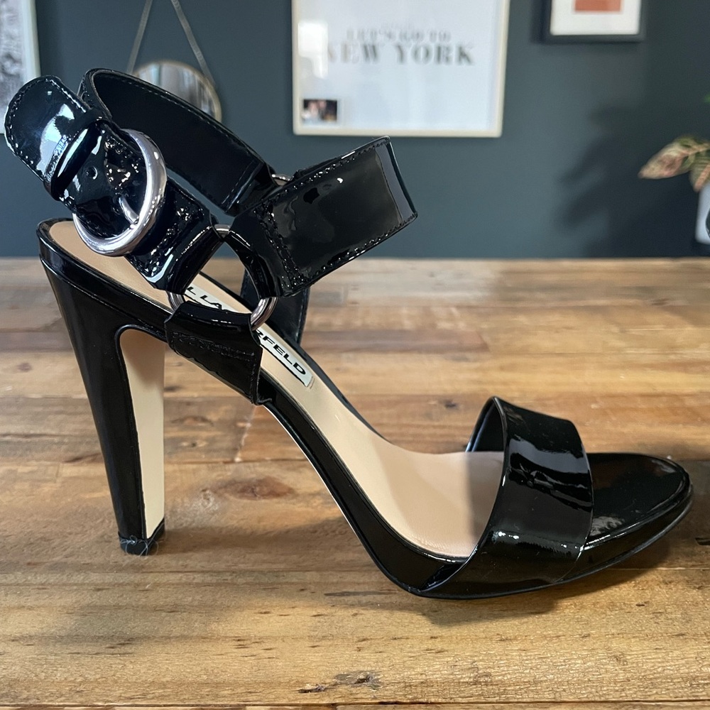 BRAND NEW Karl Lagerfeld Paris Cieone Ankle Strap Patent Leather Dress Sandals